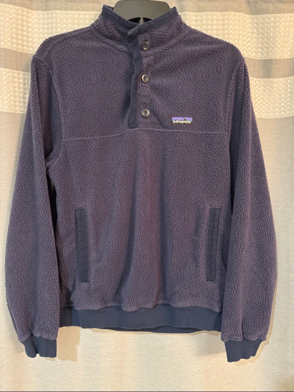 Patagonia Navy Pullover 3 Button with Multicolor Logo